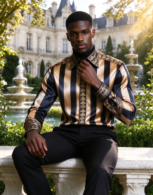 Flip collar slim fit button printed shirt