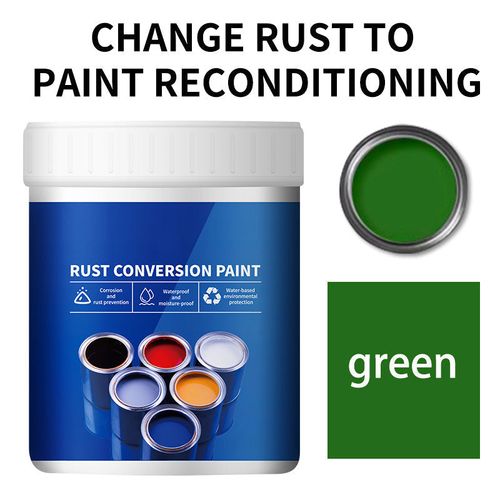 Weatherproof rust-converting paint for metal