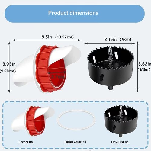 5Pcs-9Pcs Chicken Feeder DIY Rainproof Poultry Feeder Port Reduce Spillage Food Farm Chicken Duck Food Troughs Opener Tool