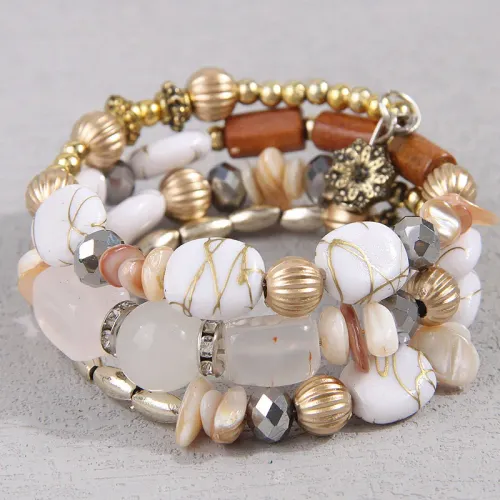Bohemia Resin Beads Mixed Color Multilayer Bracelet Sets For Women Accessories Ocean Holiday Accessories