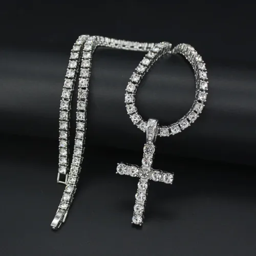 Water Diamond Cross Pendant+20 inch Tennis Chain
