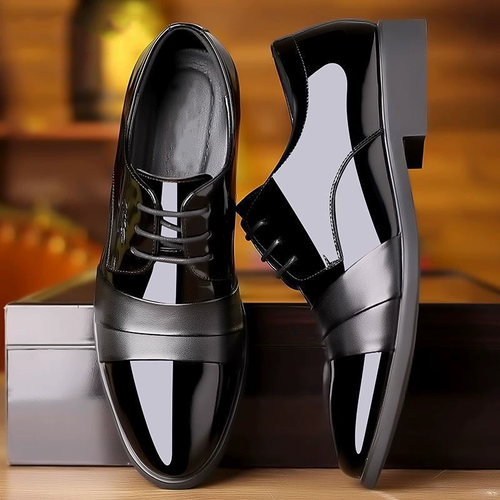 Men Dress Shoes Patent Leather Men Shoes Luxury Pointed Toe Oxford Shoes Men Wedding Party Shoe Business Soft Sole Casual Shoe