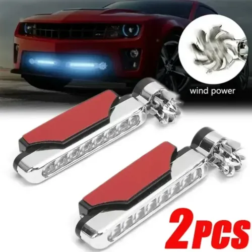 2PCS Wind Powered Car LED DayTime Running Light Auxiliary Lighting Rotation Fan Lamp Automobile Day Time Headlight led lights