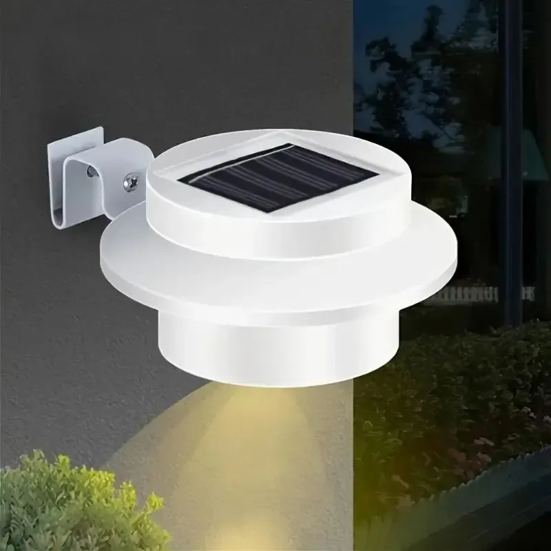 2PCS Solar Outdoor LED Gutter Lights, Adjustable Water-Resistant Smart Light Control Sensor Lamp, Auto-Off for Garden Stair Garage, Perfect Christmas Thanksgiving Gift (White Tube)