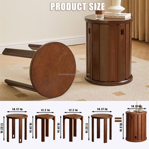 Versatile 4-in-1 Solid Wood Nesting Stool