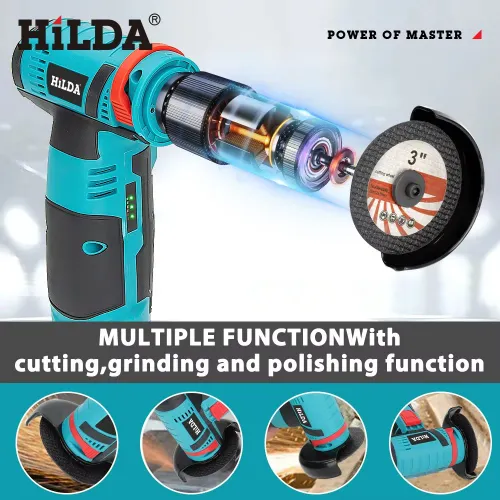 HILDA 12v Mini Angle Grinder Car Repair Brush Motor Rechargeable For Cutting Diamond Cordless Power Tool Polishing And Grinding