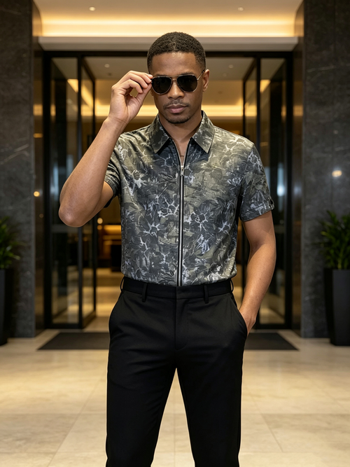 Printed new short sleeved trendy casual handsome shirt