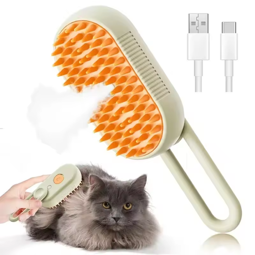 2pcs Cat Dog Pet Spray Massage Brush 3 in 1 One Button Steam Spray Folding Rotatable Floating Hair Bath Hair Removal Brush Comb