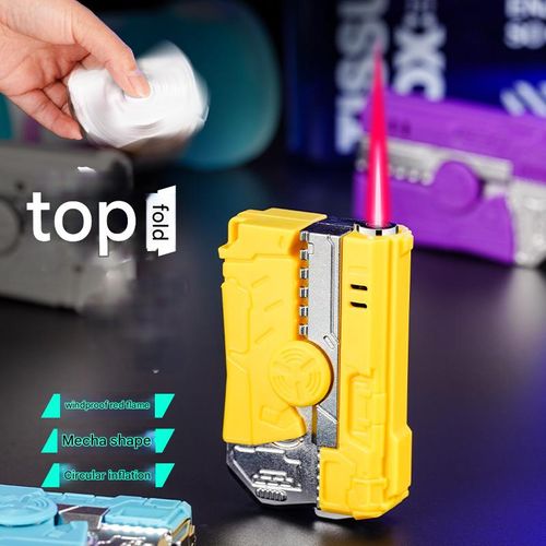 Trendy and personalized men's cool and stress relieving fingertip gyro folding inflatable straight forward lighter