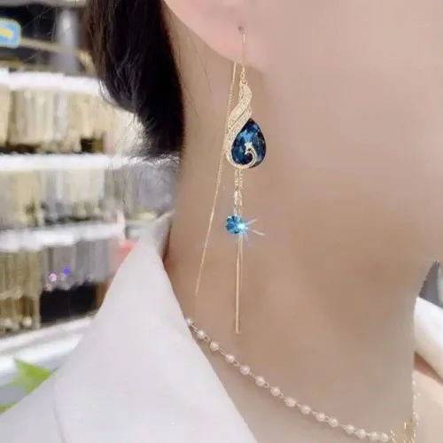 Alloy Phoenix Crystal Tassel Earrings Ear Acupressure Onyxtone Lymphatic Magnetotherapy Earrings Piercing Ear Accessories