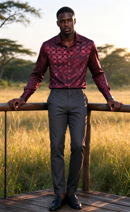 Red textured shirt