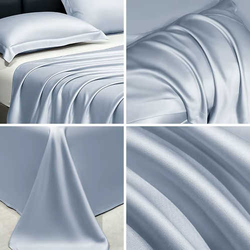 ✨ 3-Piece Ice Silk Bed Sheet Set (includes 1 flat sheet + 2 pillowcases) — Silky smooth, cool and breathable, with a stretchy, snug-fit design.