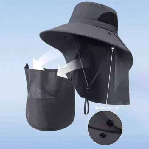 Summer Sun Hats UV Protection Outdoor Hunting Fishing Cap For Men Women Hiking Camping Visor Bucket Hat Neck Flap Fisherman Hat