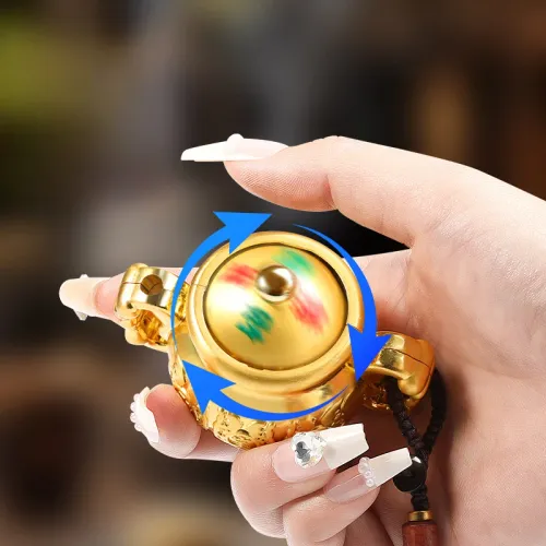 High aesthetic value of metal Jubao Pot Rotating Decompression Blue Flame Lighter Metal Direct Charging Cigarette Accessory Tool
