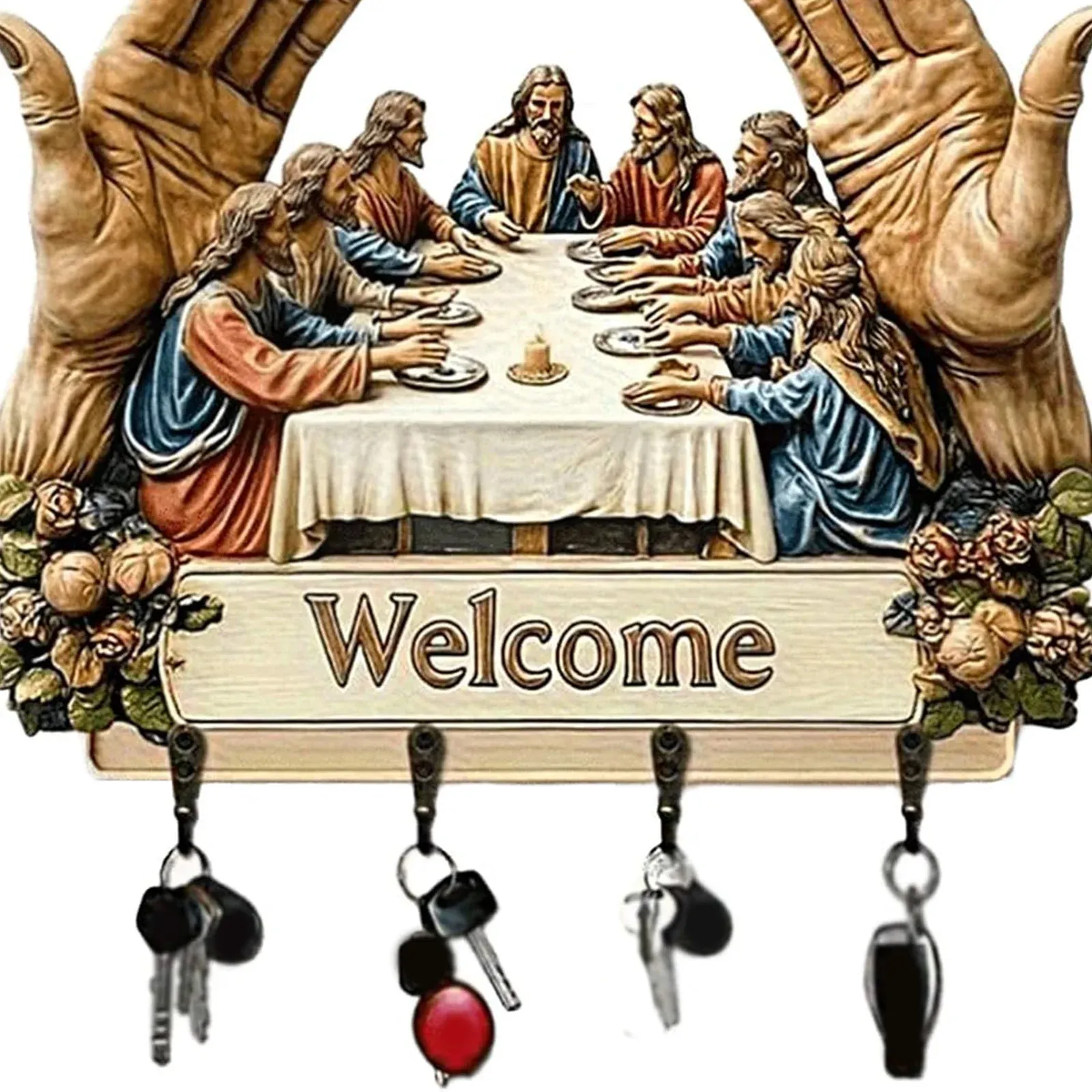 Key Holders Hooks Organizers with 4 Metal Hooks Small Keychains Organizer Racks Wear Resist for Entryway Hallway Entry