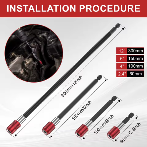 60-300mm hexagonal extension quick release self-locking connect rod red screwdriver head extension rod power tool accessory