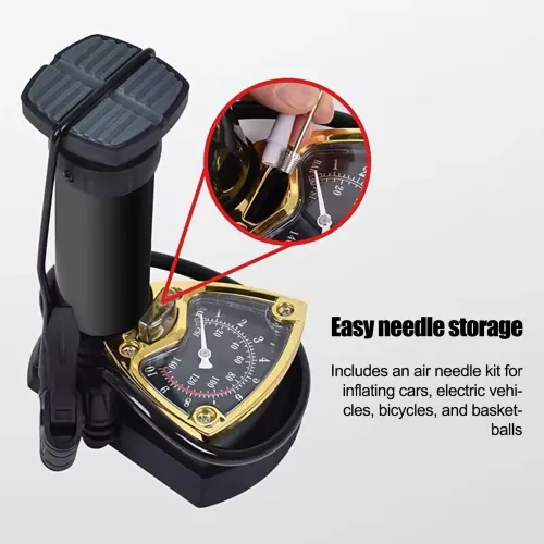 Foot Pump Lightweight Car Foot Inflator With Pressure Gauge Portable Bike Tire Compressor for Sedan Motorcycle Pickup