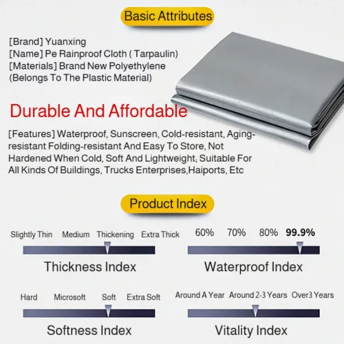 Thickened Waterproof PE Tarp Wear-resistant Rainproof Sun Shade Cloth Outdoor UV Resistant Tarpaulin for Garden Camping Tent
