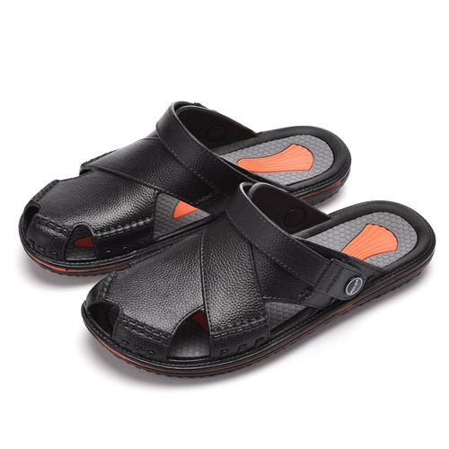 Men Baotou Hollow Out Dual Purpose Sandals Summer New Soft sole Non Slip Breathable Work Shoes Outdoor Beach Sandals Slippers