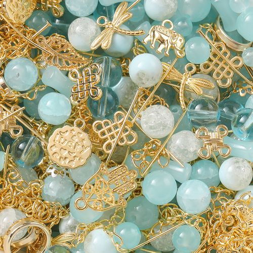 Metal glass beads mixed color scattered beads round beads random mixed colors 100g about 100 pieces