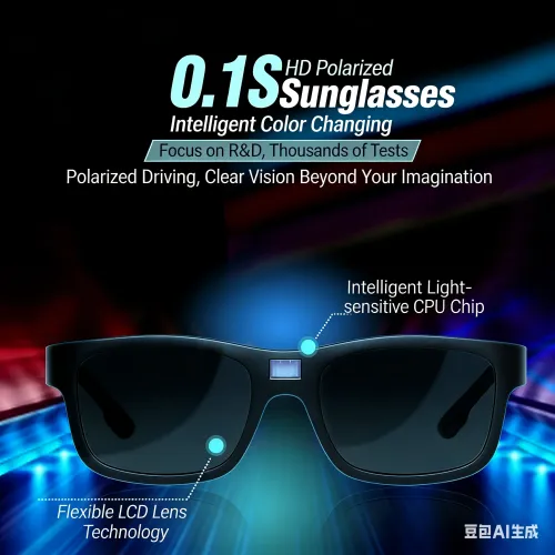 New Technology 0.1s Intelligent Change Color Polarized Sunglasses for Men, LCD Computer Chip Photochromic Sunglasses Anti-UV