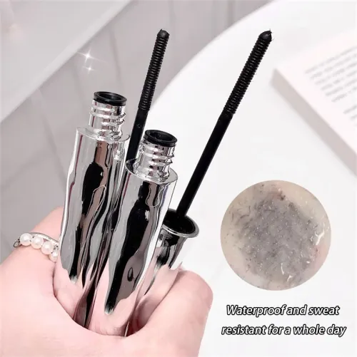 1 pc Silver Silk Fiber Matte Mascara Makeup Ultra-Fine Brush Lengthens Eyelashes Waterproof Fast Dry Eyelash Extension Mascara Makeup