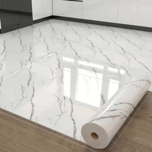 60cm*5m Imitation Marble Floor Tiles Non-Slip Peel and Stick Self-Adhesive Wallpaper Wear