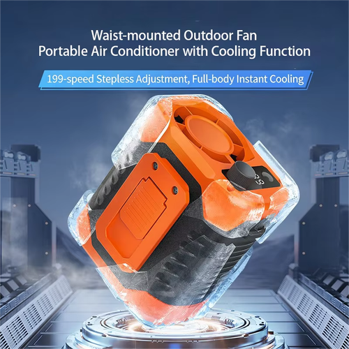 High-speed Waist Fan Outdoor Fan Portable Waist Hanging Neck Strong Dual Air Vents Fans for Travel Sports Courier Outdoor Work