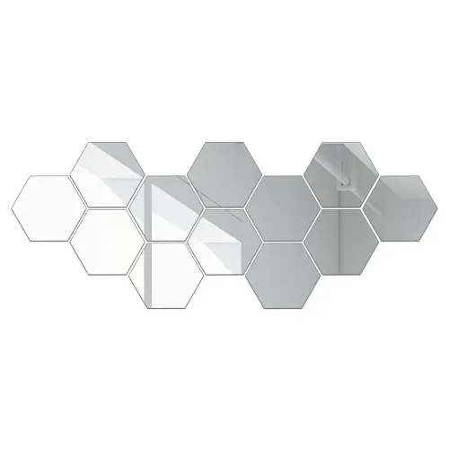 48PCS 3D Hexagon Acrylic Mirror Wall Stickers Aesthetic DIY Art Home Decor Living Room Decorative Tile Stickers