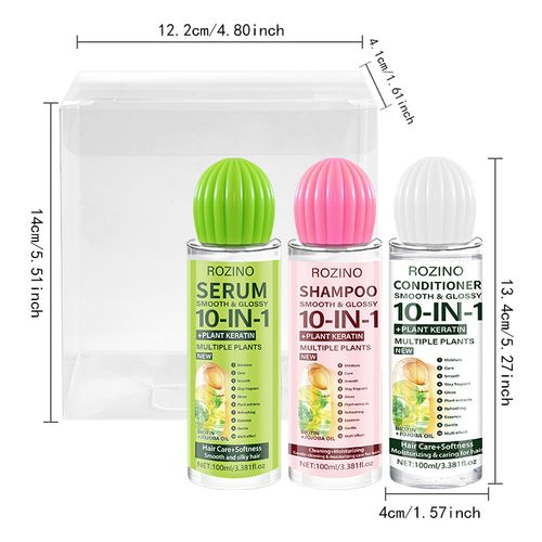 3Pcs 10-in-1 Botanical Keratin Shampoo & Conditioner Set