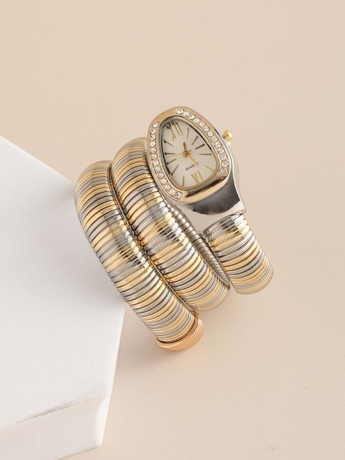 Hot selling diamond studded elastic winding snake shaped exquisite wristwatch