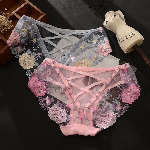 Mesh cross cotton crotch underwear