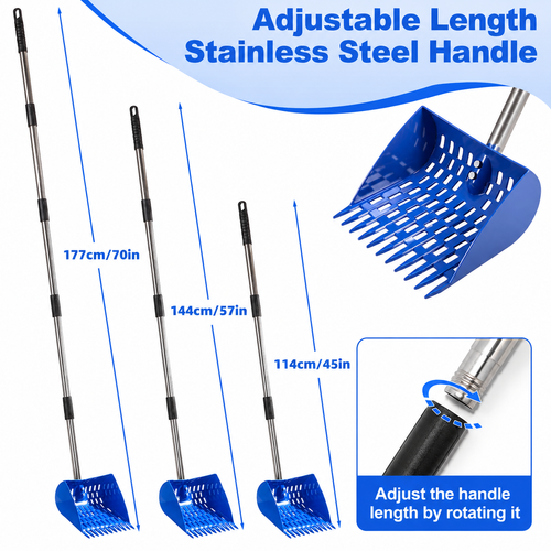 2-in-1 Chicken Manure Shovel And Rake, Used For Cleaning Chicken Coops And Pet Waste, For Small Farm, Adjustable Length