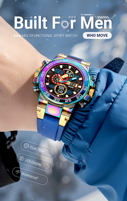 ⌚ 60% OFF! ✨ Multifunctional LED Watch - Waterproof, digital display, 7 sports modes, with sleep monitoring function, perfect for outdoor and daily use 🌟🔋 Blue color