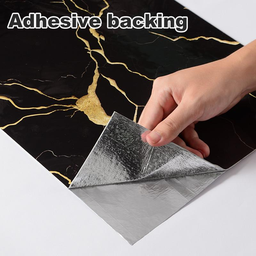 60×300cm Waterproof and Oil-Proof Gold-Vein Marble Pattern Floor Sticker