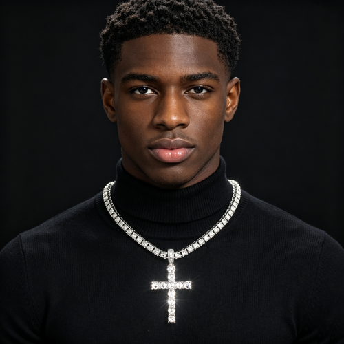 Water Diamond Cross Pendant+20 inch Tennis Chain