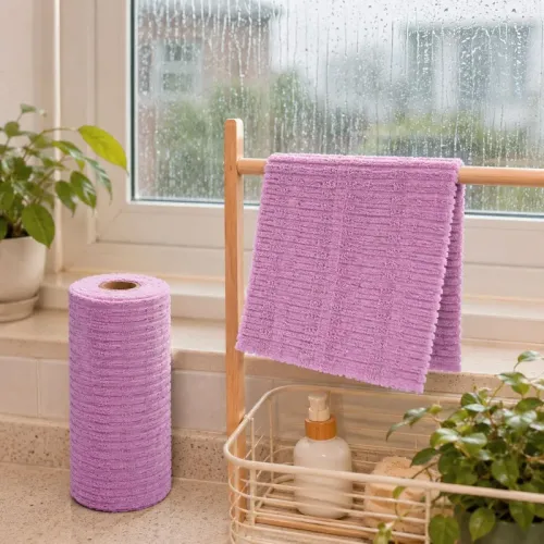 Disposable Tear Away Cleaning Cloth Bamboo Scouring Pad Kitchen Towel Roll Thick Coral Fleece Dishcloth Absorbent Home Wash Rags