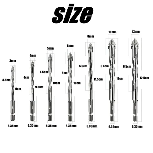 Tungsten Steel Serrated Drill Bit Set for Ceramic Plastic Tile Glass Concrete Durable Cutting Tools for Home Improvement