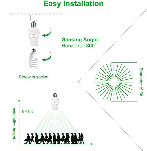 E27 Socket Converter with PIR Motion Sensor Ampoule AC100-240V LED E27 Lamp Base Intelligent Switch Light Bulb Lamp holder