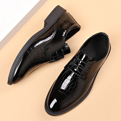 Premium Plus Size Men's Glossy Formal Dress Shoes, Versatile Business Casual Footwear