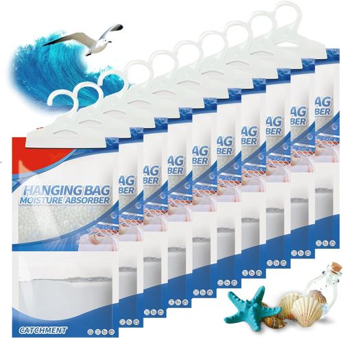 5 PCS Wardrobe moisture absorbing bag dehumidifier dehumidifier with hanger, hanging closet dehumidifier bag, humidity pack, desiccant, closet dehumidifier