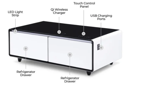Coffee Table With Builtin Fridge Bluetooth Speaker Wireless Charging Modern Smart Touch Control Designer Mesa De Centro Sala
