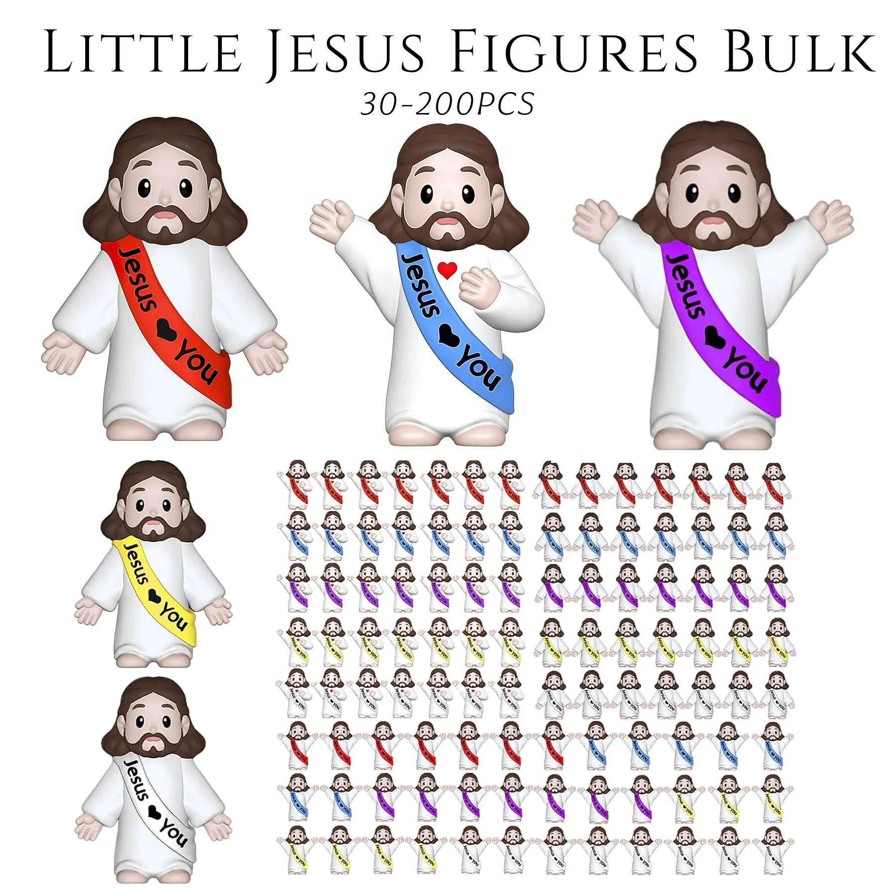 10Pcs-50Pcs Little Jesus Figures Jesus Loves You Figures Baby Jesus Figure Mini Jesus Bulk for Religious Gifts Easter Egg Fillers