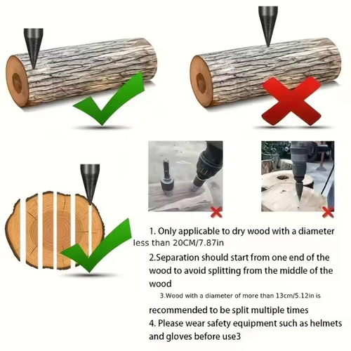 4pcs New Wood Splitting Firewood Splitting Bit Electric Drill Woodworking Tool Step Drill Bit Wear Resistant Wood Drill Bit