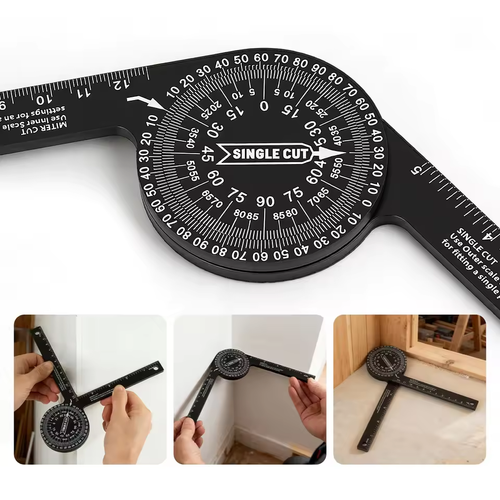 Miter Saw Protractor,Aluminum Protractor Angle Finder High Precision Inside & Outside Miter Angle Finder for Carpenters,Plumbers