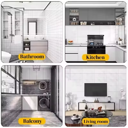 40cmX300cm PVC Waterproof 3D Marble Wallpaper Self Adhesive Removable Wall Stickers for Kitchen Bathroom Tile Decoration