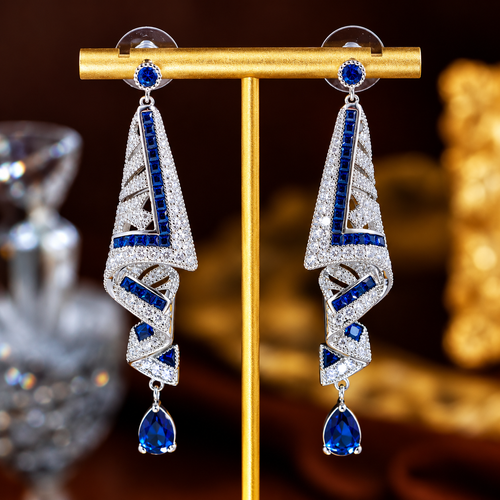 Teardrop Diamond-Accented Drop Earrings