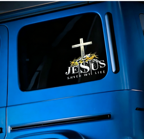 'God Saved My Life'Cross Car Decal  Window Sticker