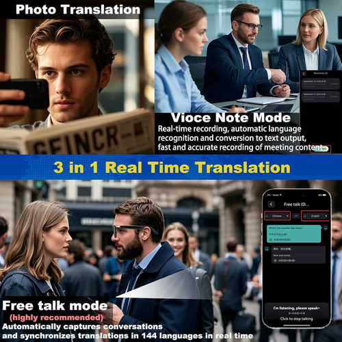 Smart Audio Glasses with Real-Time Translation Hi-Fi Music Playback Noise-Cancelling Voice Calls And Photochromic Lenses