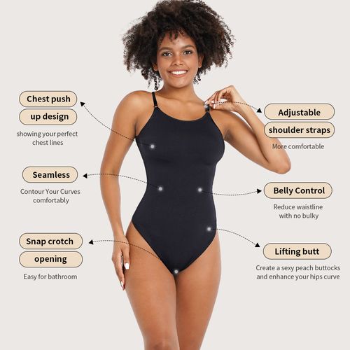 One-piece body shaper with seamless tummy control